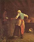Woman Baking Bread by Jean Francois Millet
